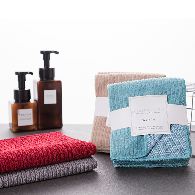 Double-layer mesh cleaning cloth, kitchen microfiber dishcloth Specification image