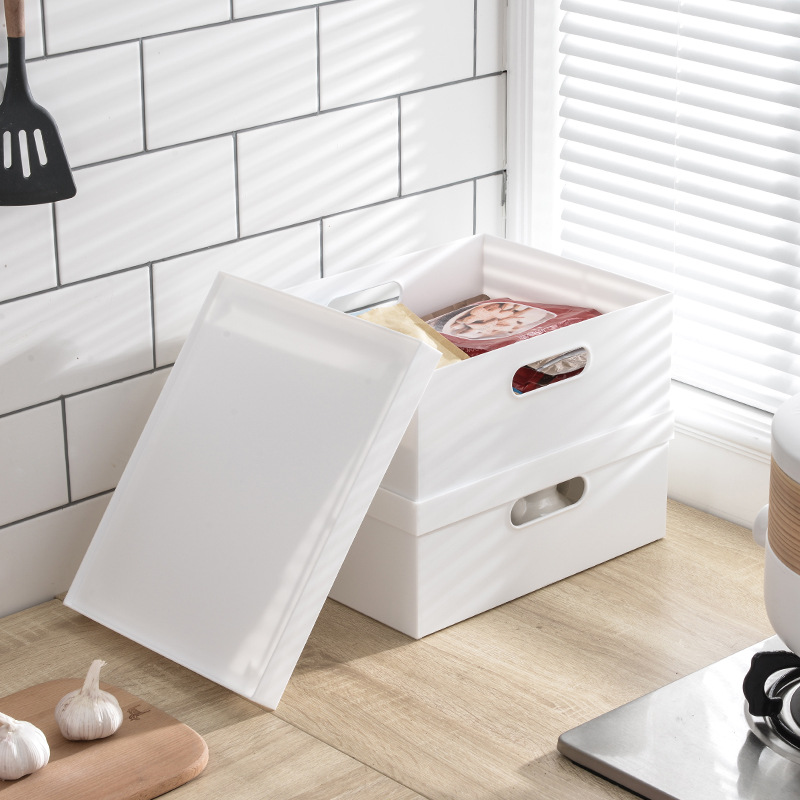 W15 portable pulley storage box, plastic PP file desktop organization box, A4 paper storage dust-proof storage box