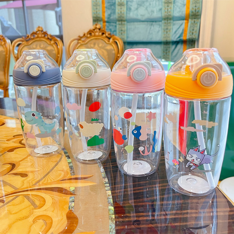 ins大容量清新可爱带吸管塑料水杯网红拎手健身运动便携杯子