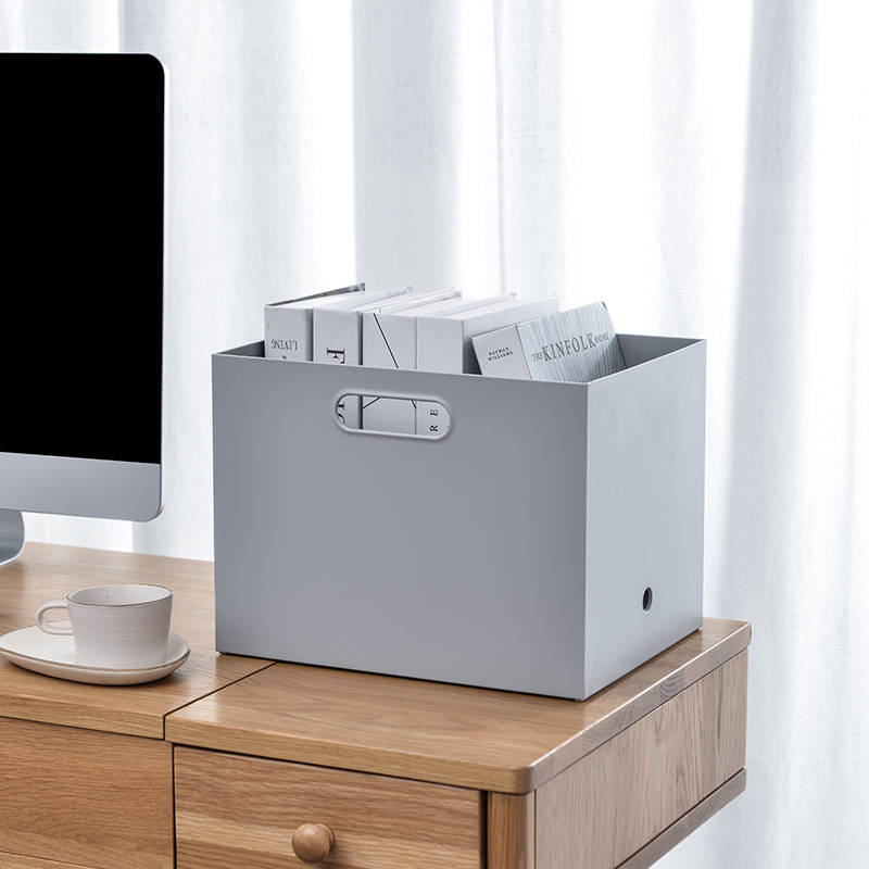 W15 portable pulley storage box, plastic PP file desktop organization box, A4 paper storage dust-proof storage box Specification image