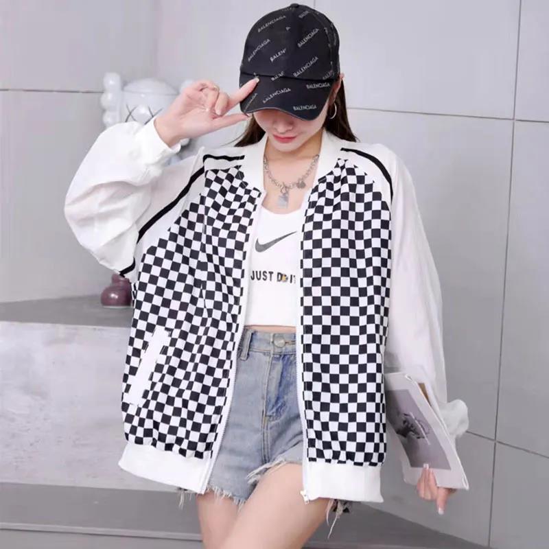 2020 checkered sun-protective clothing for women's summer wear, 2022 new style of Korean style loose long-sleeved top and sun-protective jacket