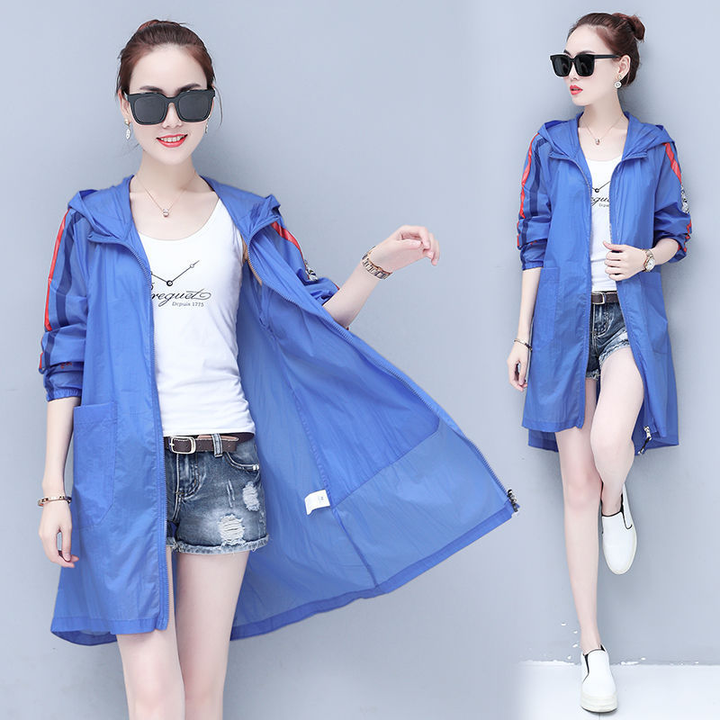 2021 new style sun-protective clothing for women, mid-length, versatile, UV-resistant, outdoor beach, large-sized light jacket, loose version Specification image