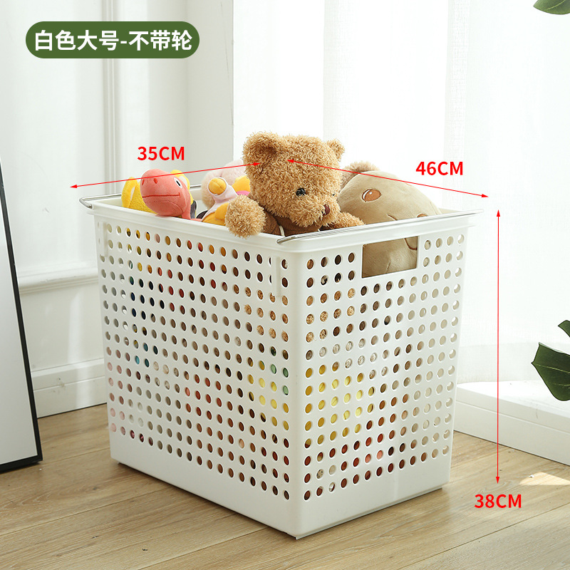 W15-2395 Extra-large hand-held dirty clothes storage basket, plastic PP gray-white hollow storage basket, dust-proof and organizing storage basket Item Picture