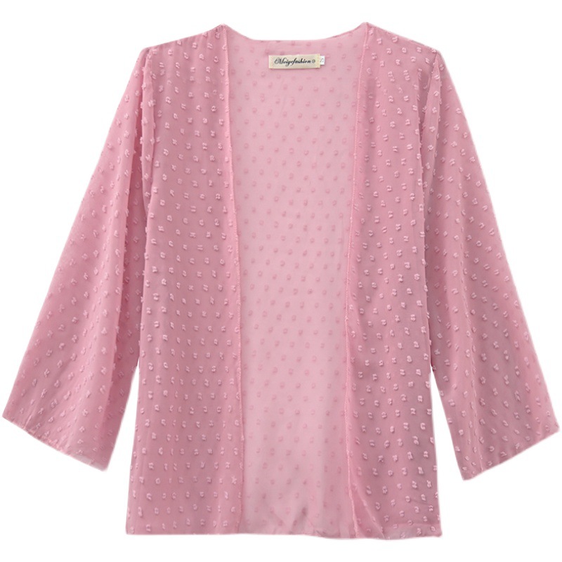 2022 Summer New Korean-style fashionable loose thin short coat, women's long-sleeved chiffon shirt, sun-protective clothing, small shawl Item Picture