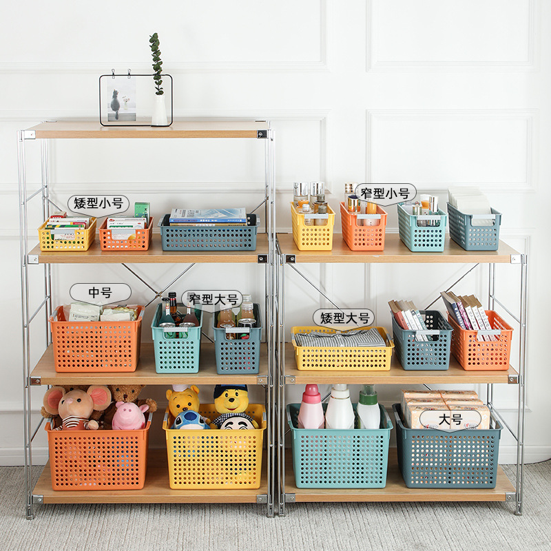 W15-1932 School shallow-mouthed hollowed-out storage basket, plastic hand-held A4 paper storage basket, kitchen vegetable and fruit sorting basket Application Scenario