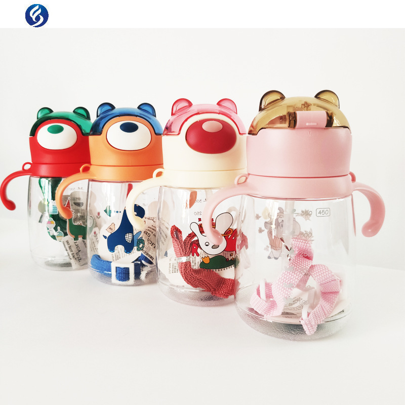 35823 Children's Straw Water Cup for boys and girls, kindergarten babies, high appearance level, handle, shoulder strap water bottle, high-temperature resistant and anti-drop cup details Picture