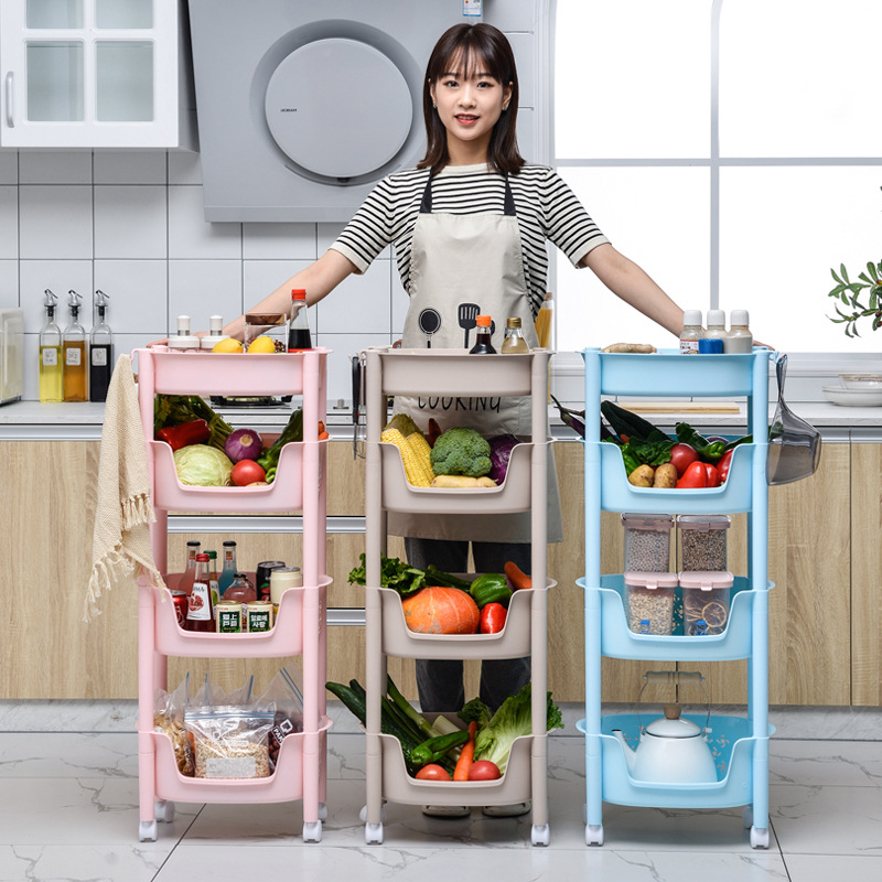 W15-2338 Kitchen plastic vegetable and fruit sorting rack with three or four layers including vegetable boxes, bathroom towel changing and washing storage rack
