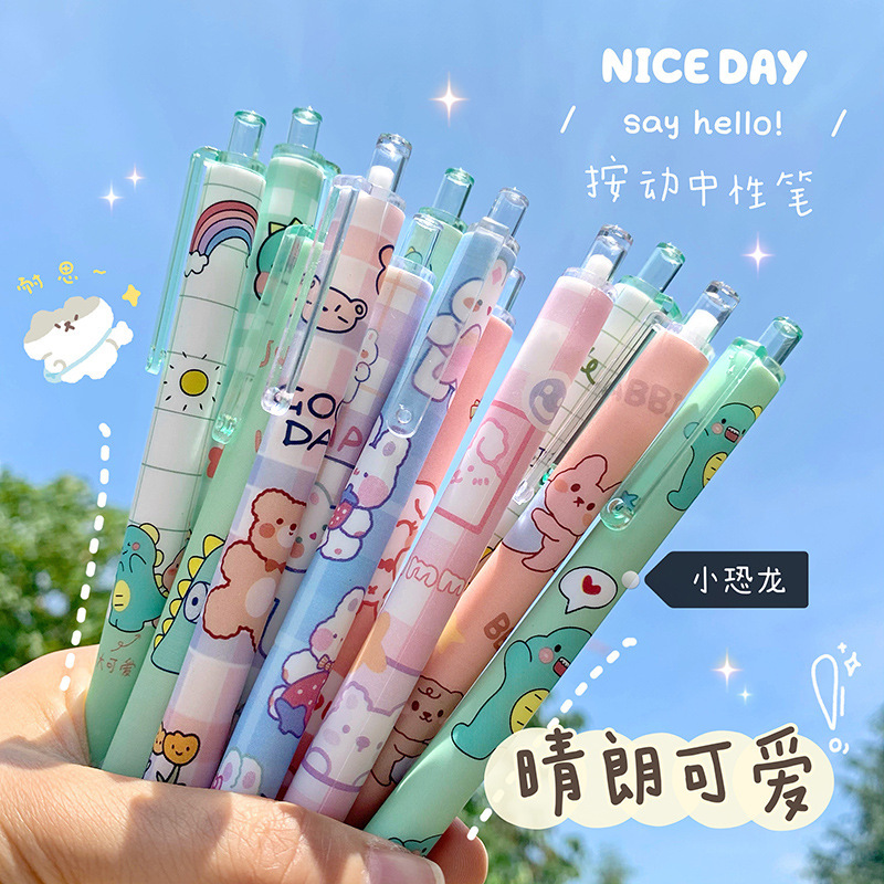 Creative lovely girl heart 0.5mm neuter pen Student stationery press pen black water pen office signature pen thumbnail