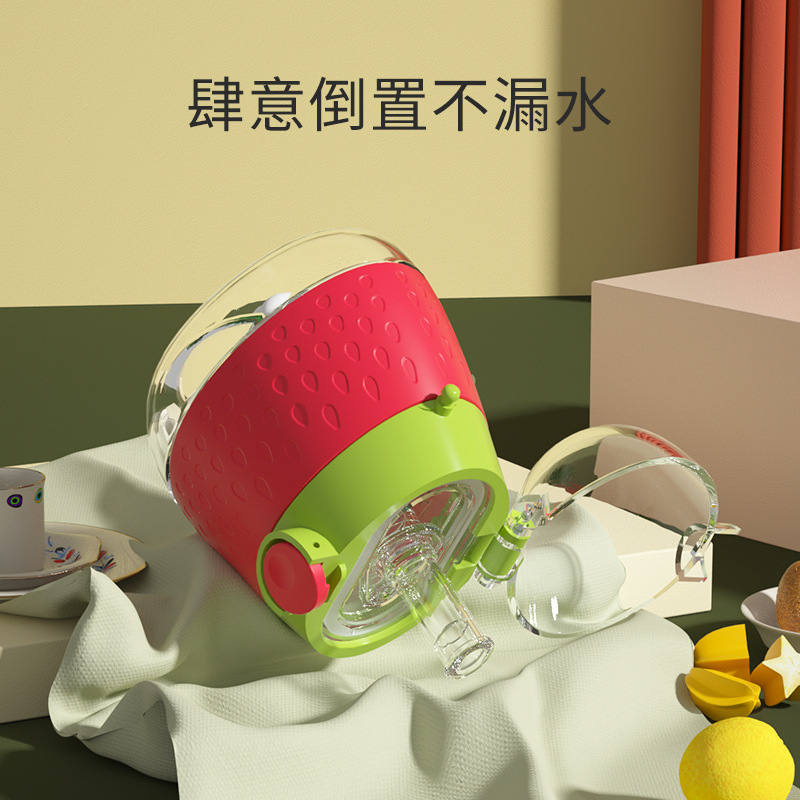 Baby straw cup, strawberry cup, large-capacity water cup, baby potbelly cup, portable water bottle, cute drinking learning cup details Picture