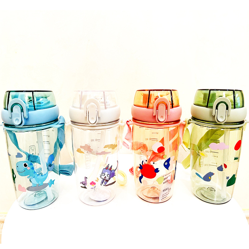 Popular double drinking cups, large-capacity cups, portable summer water bottles for children, straws, heat-resistant and cute for summer Item Picture