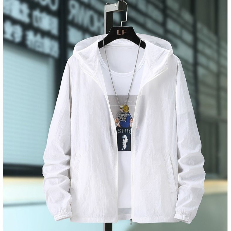6XL plus-size sun-protective jacket, thin coat, men's Korean style trendy student plus-size jacket, outdoor top details Picture