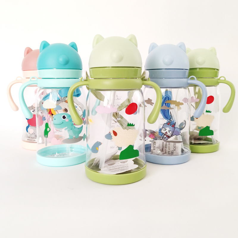 儿童水杯夏季PC材质男女小学生上学专用便携吸管杯学饮杯
