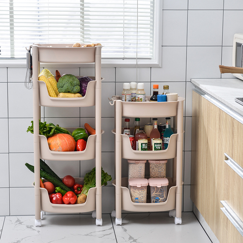 W15-2338 Kitchen plastic vegetable and fruit sorting rack with three or four layers including vegetable boxes, bathroom towel changing and washing storage rack details Picture