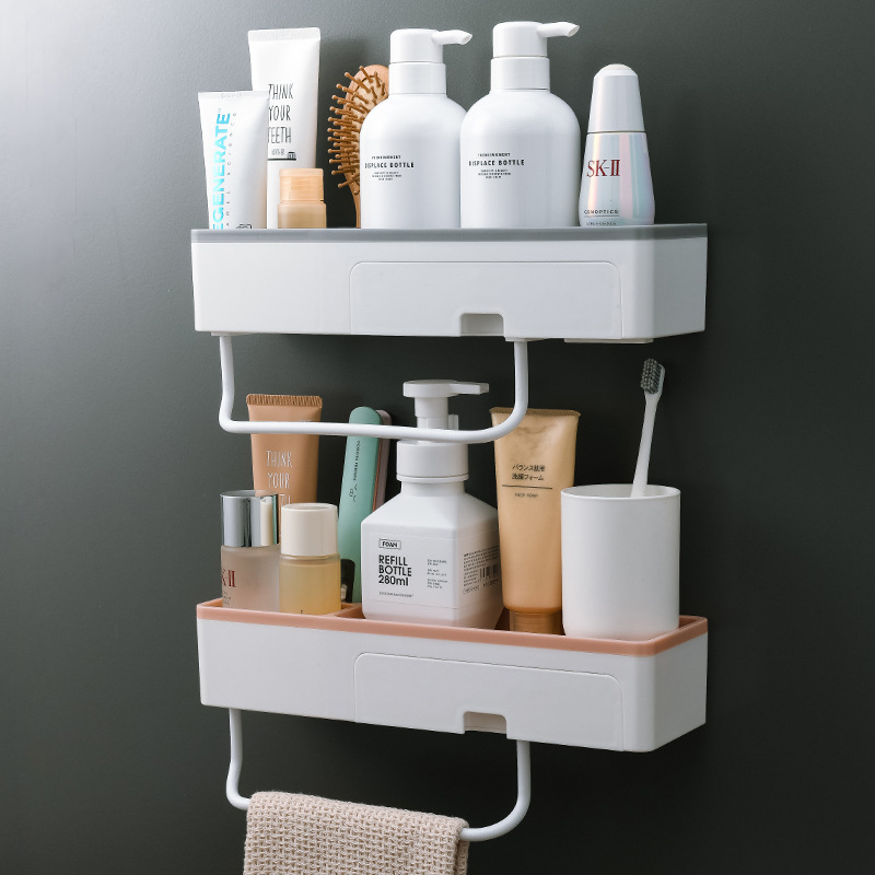 Y176-328 Bathroom storage shelf Bathroom toilet perforation-free washroom washstand wall hanging towel storage