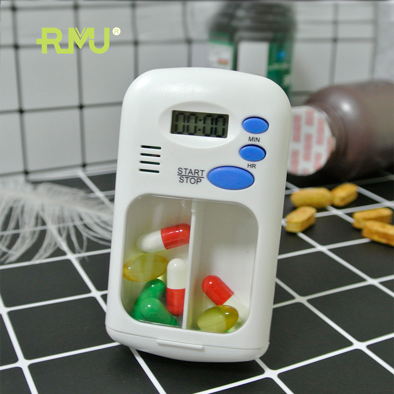 一件代发瑞美裕2格电子定时药盒便携式智能提醒器计时器老人药盒图