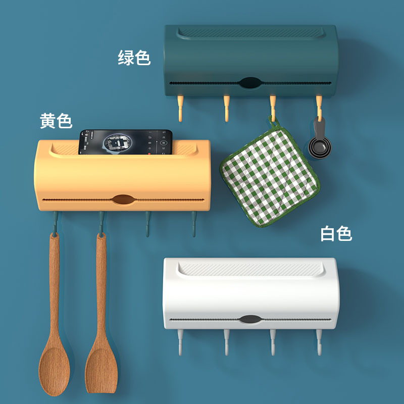 Y176-822 Kitchen paper towel rack, non-perforating plastic cloth rack, traceless roll paper, cling film wall-mounted rack for storage Application Scenario