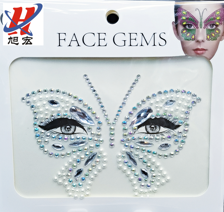 Party Butterfly acrylic face stickers Halloween diamond stickers Show cosplay face resin acrylic stickers