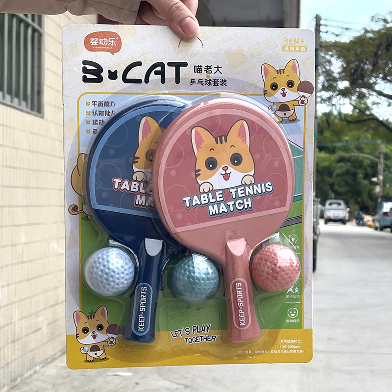 Children's table tennis racket toy set: two plastic rackets with three table tennis sports toys, parent-child interactive toys Application Scenario