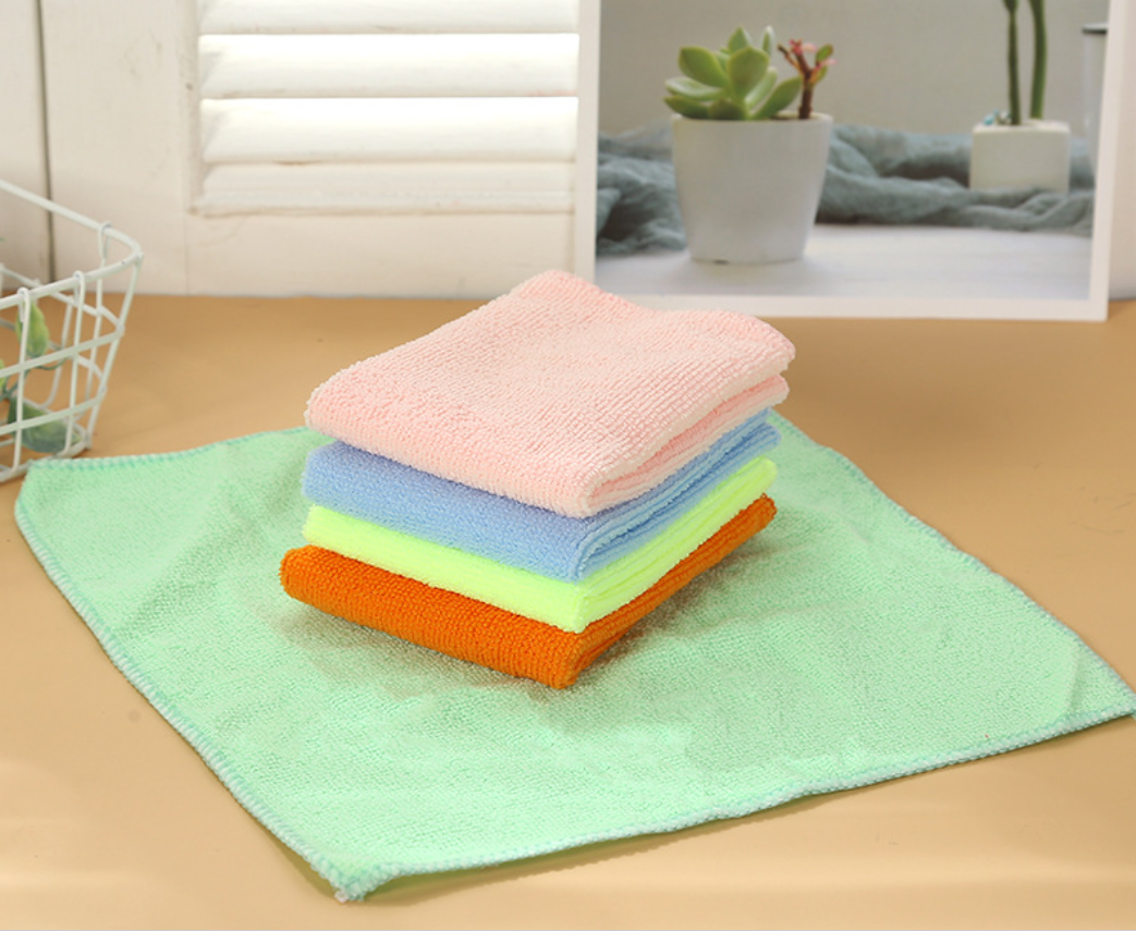 Macron color series thickened microfiber cleaning cloth, absorbent kitchen cleaning dishwashing scouring pad Item Picture