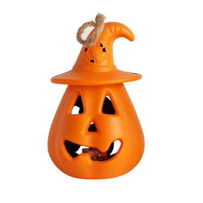 Halloween pumpkin lantern hand-held terrifying decorative skull candle details Picture