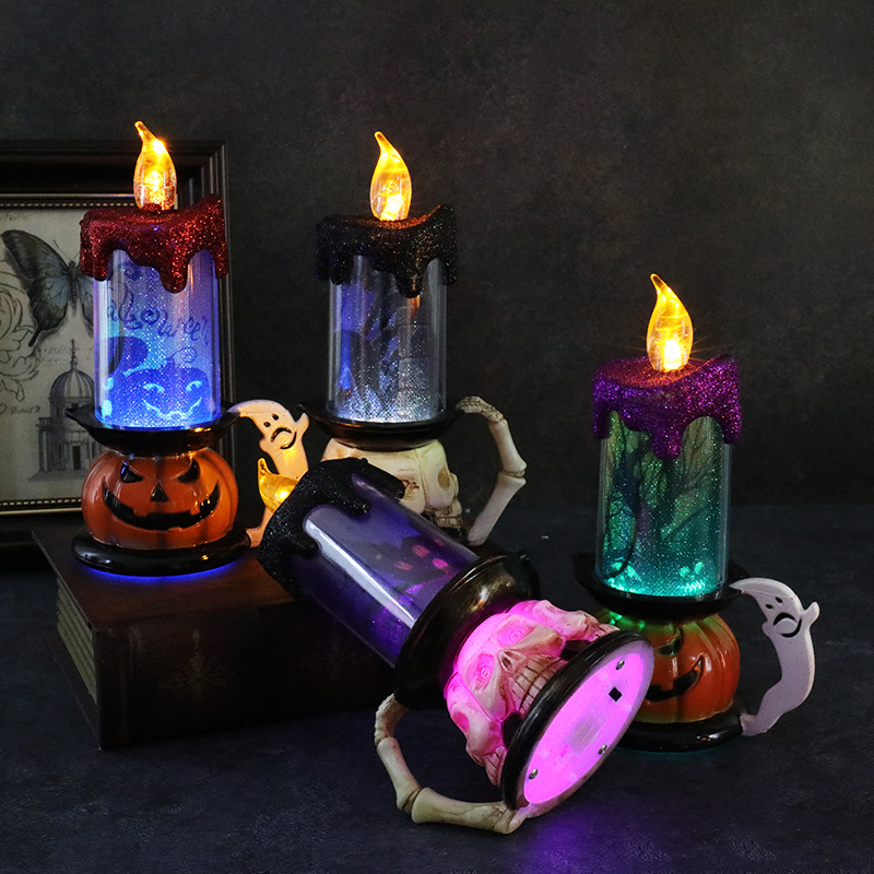 New cross-border Halloween decoration item: Skull Pumpkin Candle Lantern details Picture