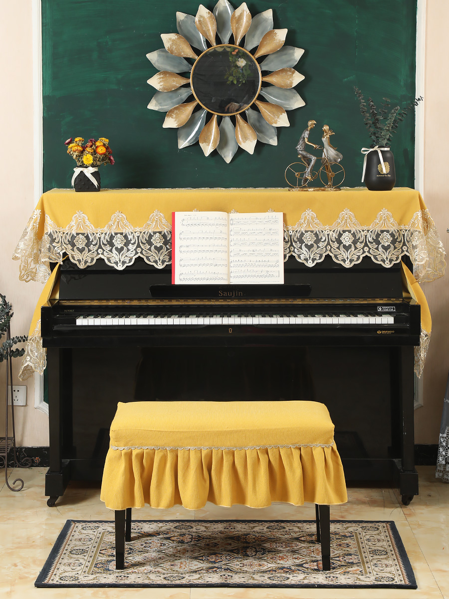 Lace beautiful piano cover simple piano cloth cover dust cover cover towel American piano cover stool cover half cover Nordic thumbnail