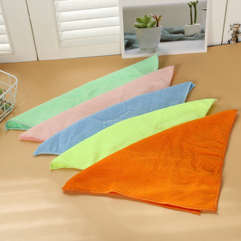Macron color series thickened microfiber cleaning cloth, absorbent kitchen cleaning dishwashing scouring pad details Picture
