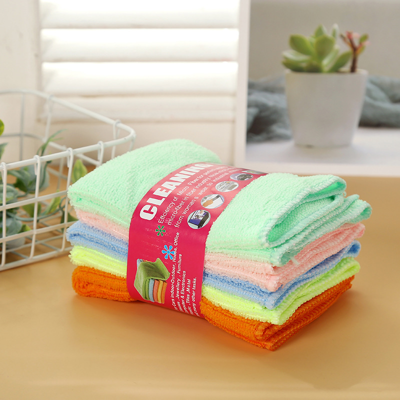 Macron color series thickened microfiber cleaning cloth, absorbent kitchen cleaning dishwashing scouring pad