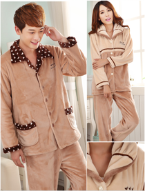 Minpeng autumn and winter flannel homewear Nightgown Warm pajamas set soft and comfortable pajamas