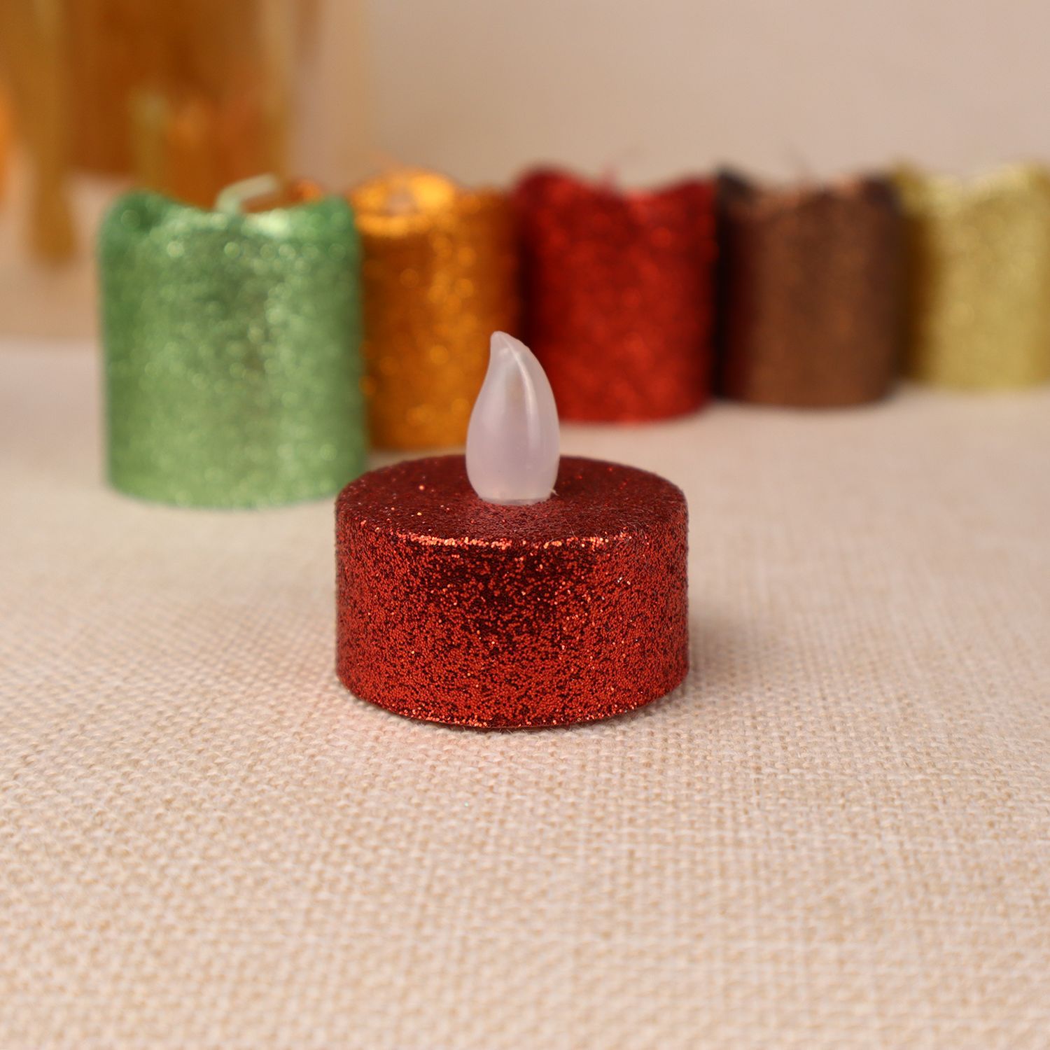 The LED electronic candle with powder and flash powder, small tea wax light shell can be wrapped with PVC details Picture