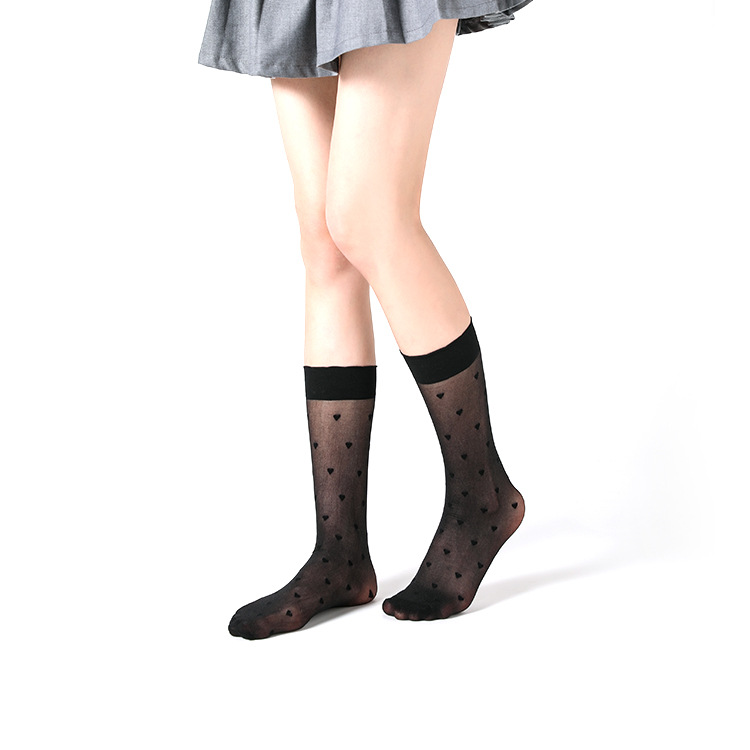 Yan Jie's Spring and summer new product, Hot girl style, black and white silk, cute and heart-shaped, can be freely cut black silk stockings, thin and transparent, one piece for delivery details Picture