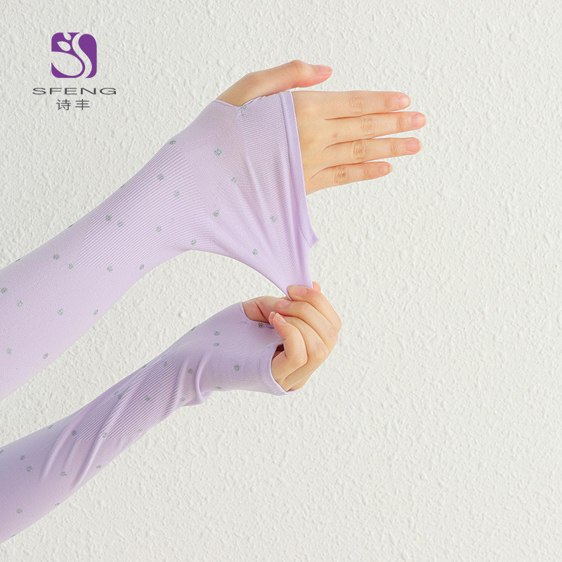 Summer polka dot sun protection sleeves for women and men, UV ice silk arm guards, arm sleeves, thin gloves for driving Item Picture