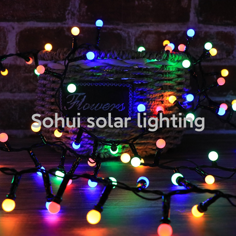 亚马逊太阳能圆球灯串太阳能节日灯串太阳能装饰灯串LED圣诞灯串