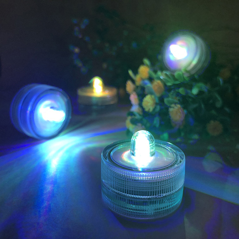 Circular fish tank LED waterproof light, diving wax, seven-color electronic candle light details Picture