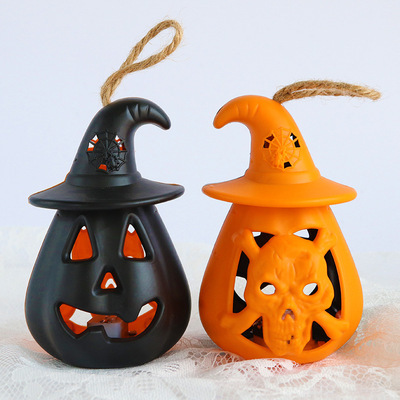 Halloween pumpkin lantern hand-held terrifying decorative skull candle