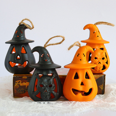 Halloween pumpkin lantern hand-held terrifying decorative skull candle Specification image