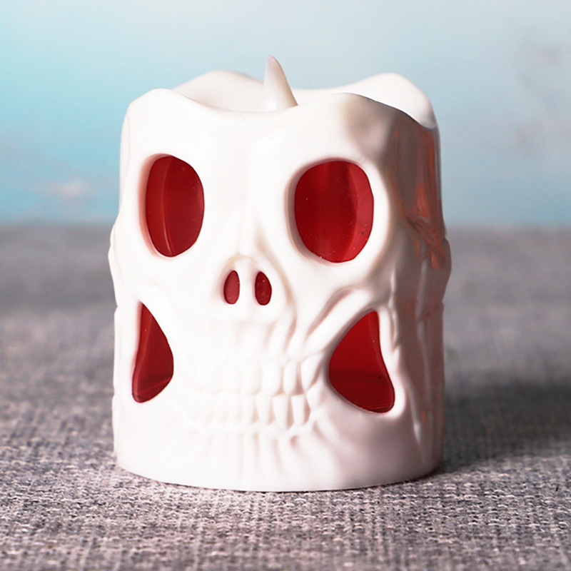Halloween decorative skull head lights, LED seven-color gradient candle lights, horror props, night lights Application Scenario
