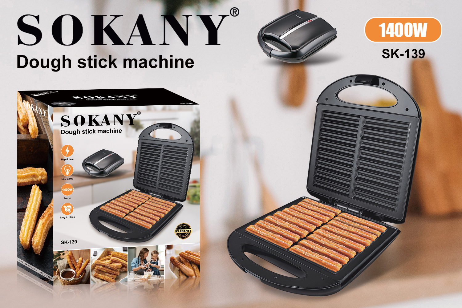 sokany 139 multi-functional electric griddle waffle machine, sandwich breakfast machine, small muffin machine, Cake machine Item Picture