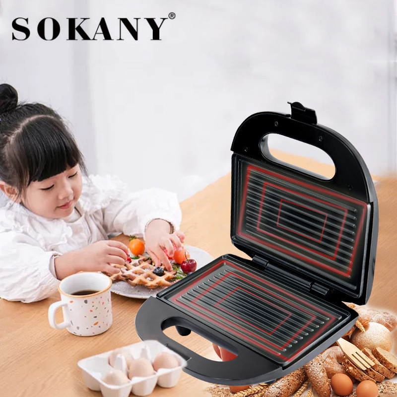 Cross-border bestseller SOKANY108 luxury stainless steel home sandwich maker, toaster, sandwich maker and late-night snack machine Application Scenario