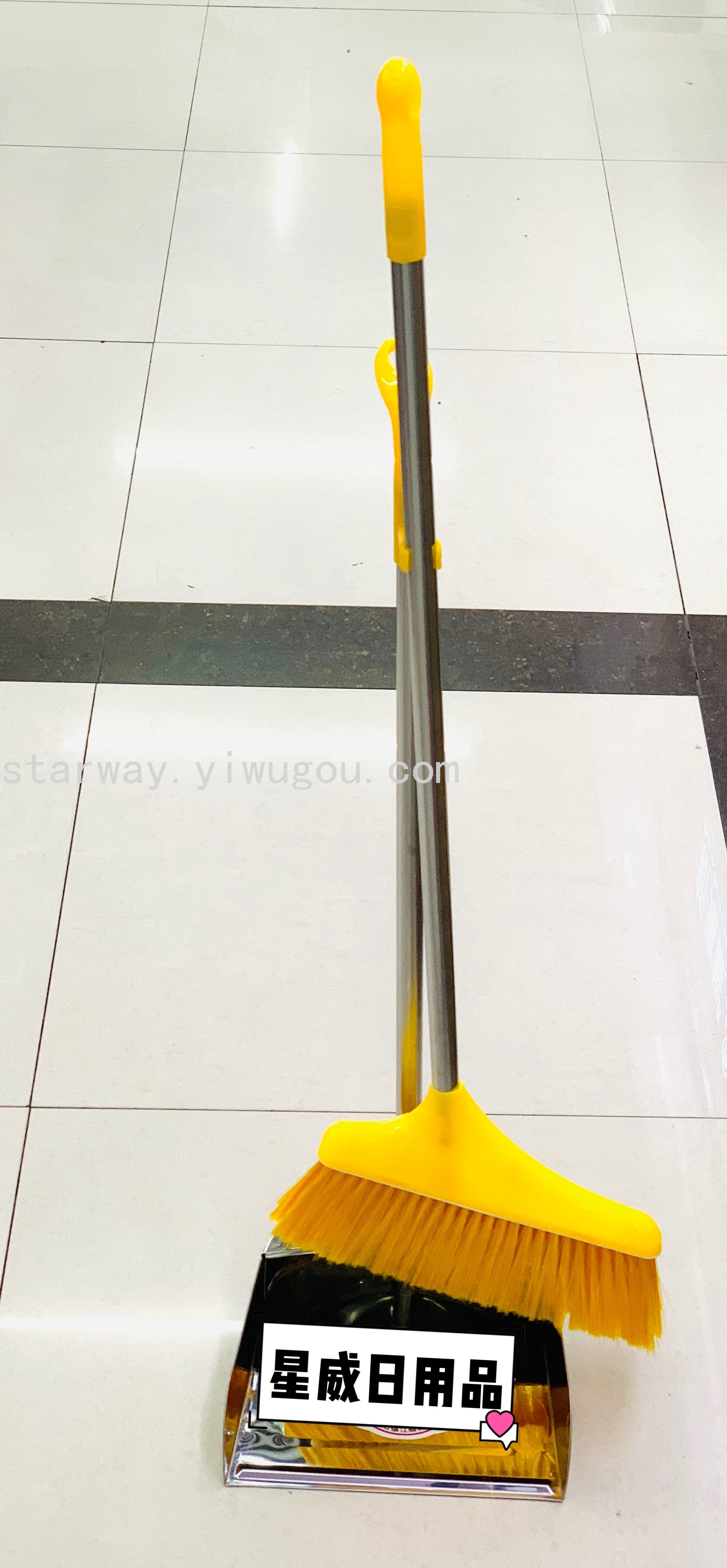 Thickened stainless steel broom and dustpan combination, stainless steel garbage shovel and dustpan, soft bristle broom, dustpan and broom set Specification image