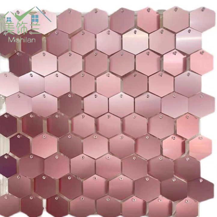 节日庆典生日派对婚庆背景墙六角新款风动板亮片锁扣式免底板安装