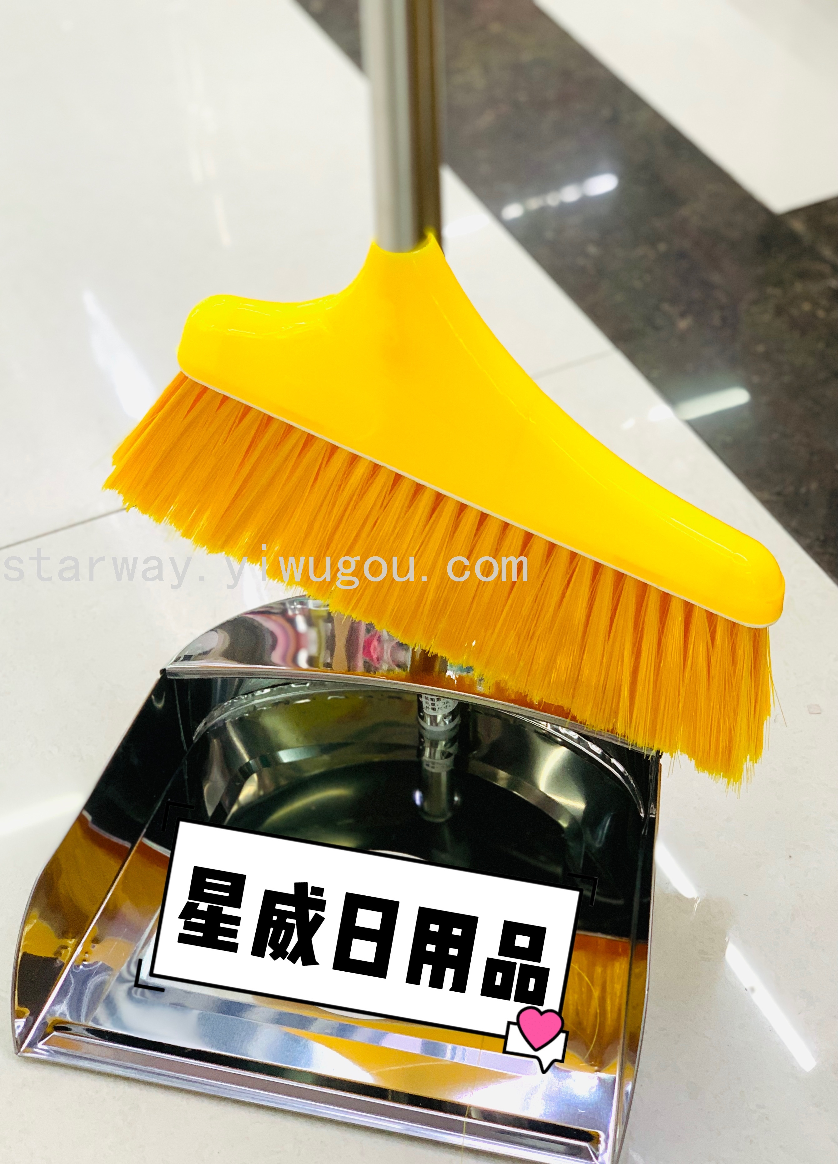 Thickened stainless steel broom and dustpan combination, stainless steel garbage shovel and dustpan, soft bristle broom, dustpan and broom set
