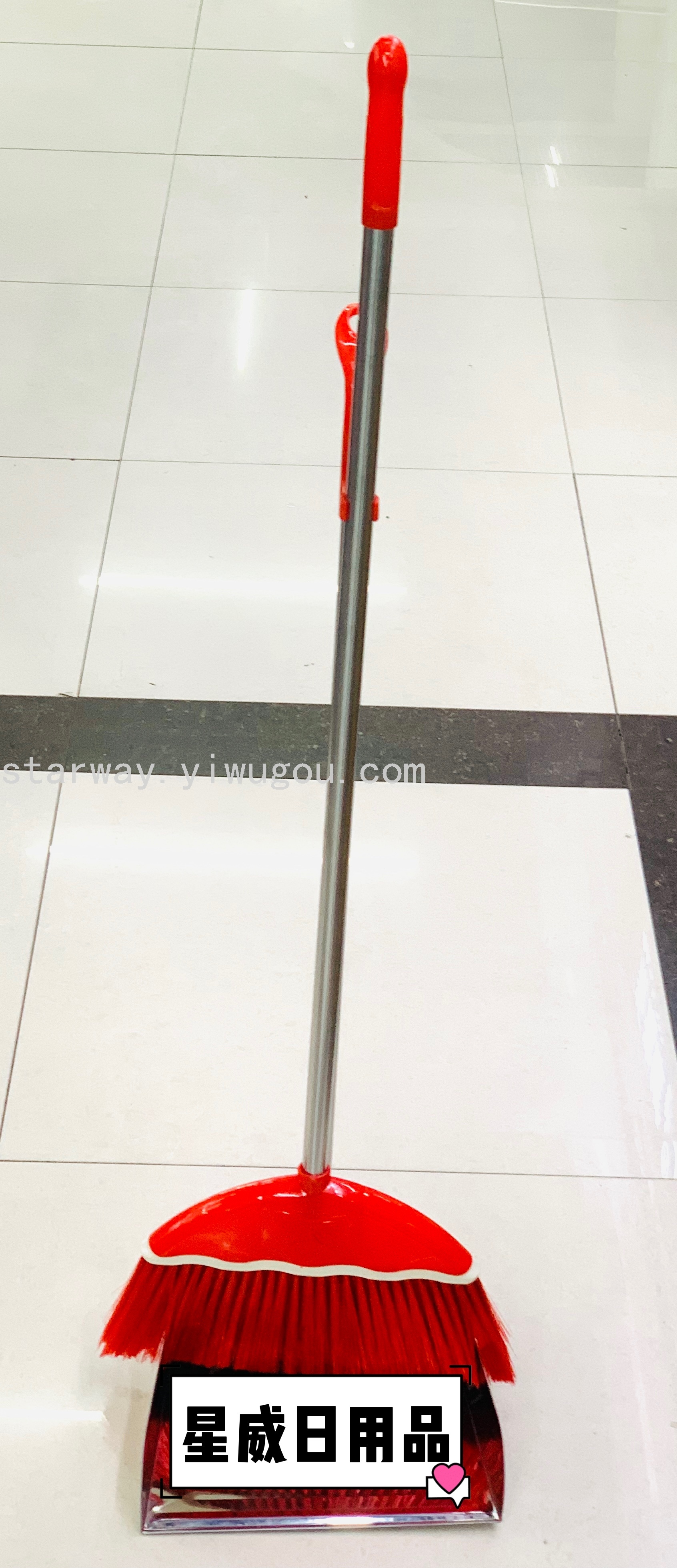 Thickened stainless steel broom and dustpan combination, stainless steel garbage shovel and dustpan, soft bristle broom, dustpan and broom set Specification image