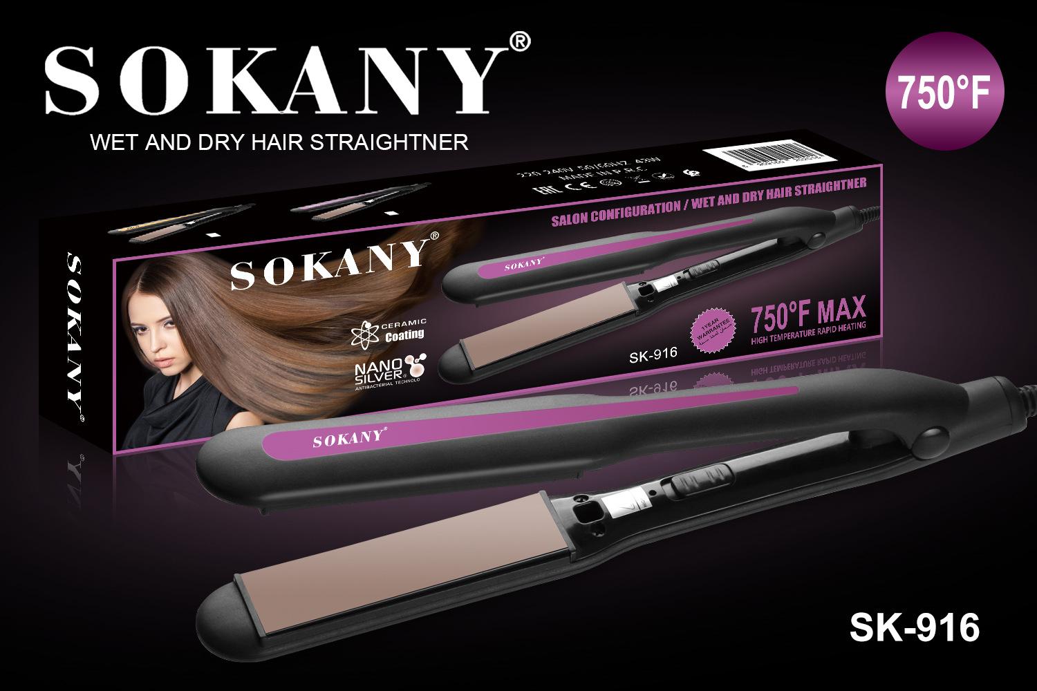 Crossover SOKANY916 férulas alisadoras enderezadoras domésticas multifunción clip hair bar curl bar Item Picture