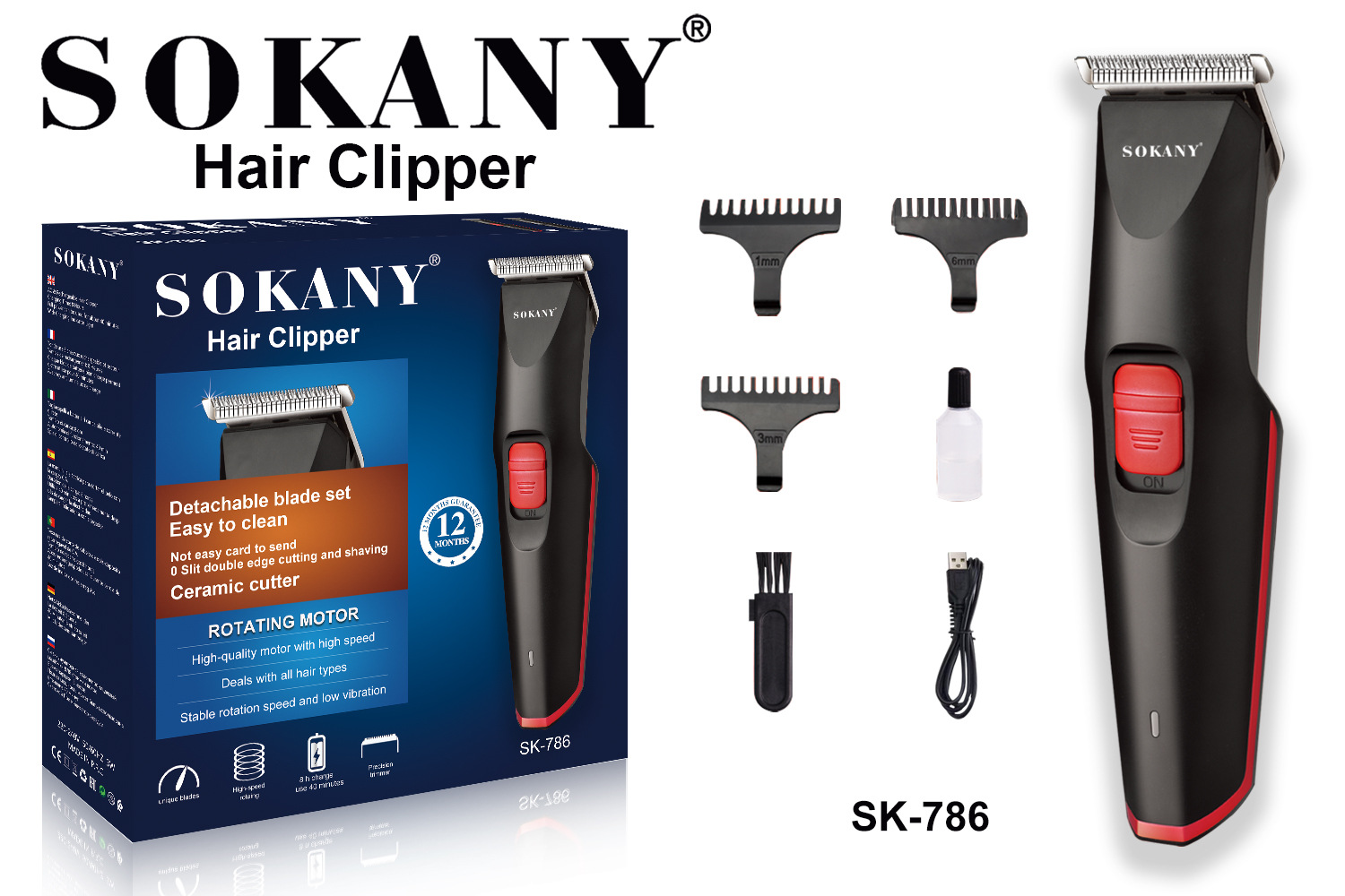 Cross-border SOKANY786 hair clipper, electric hair clipper, children and the elderly, self-haircut, home hair salon haircut Item Picture