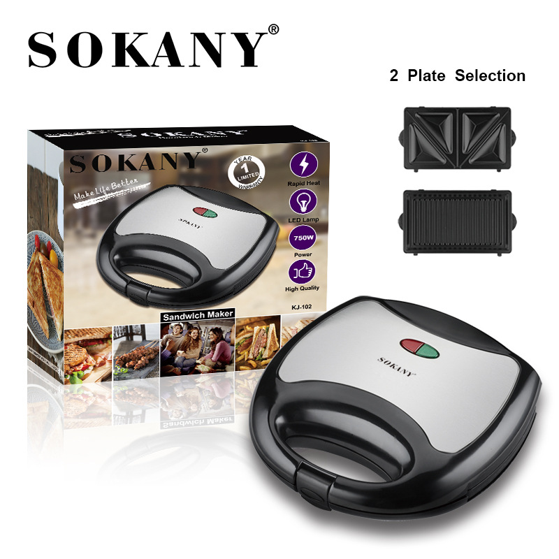Cross-border bestseller SOKANY102 Luxury stainless steel triangular home sandwich toaster and sandwich toaster