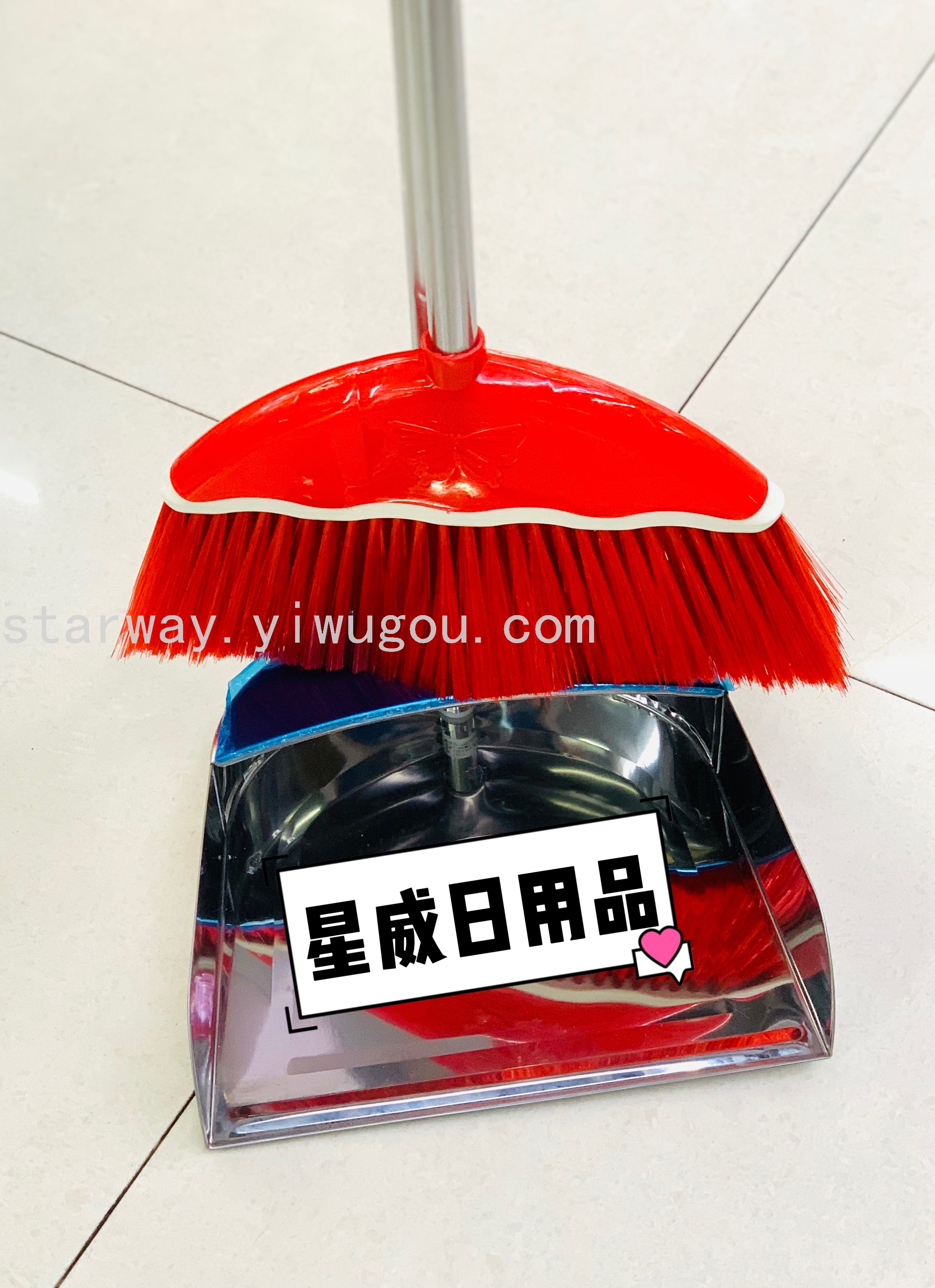 Thickened stainless steel broom and dustpan combination, stainless steel garbage shovel and dustpan, soft bristle broom, dustpan and broom set details Picture