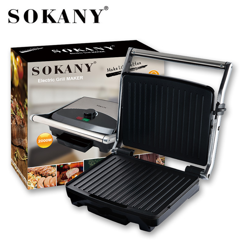 【 Cross-border Hot Sale 】SOKANY210 Steak Pani Sandwich Grilling Machine - Fully automatic grilling machine for both home and commercial use details Picture