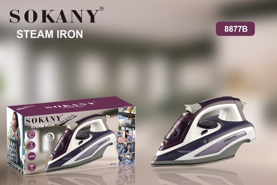 Cross-border foreign trade SOKANY8877B wired radio iron for ironing clothes, large steam for household use details Picture