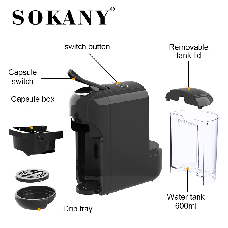 Cross-border foreign trade SOKANY516 Italian capsule coffee machine Portable office small household coffee pot Specification image